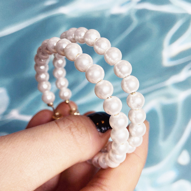 Kolczyki okrągłe z białą perłą i metalowym kółkiem dla kobiet z temperamentem - biżuteria modowa 2021 - Wianko - 2