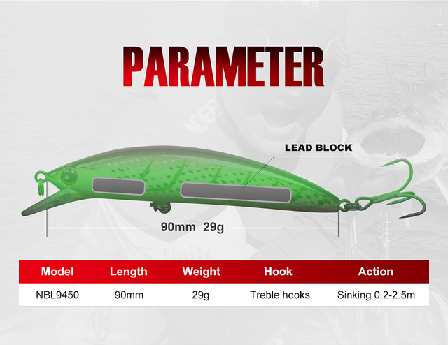 Wobbler Noeby tonący 90mm 29g - długie rzucanie, sztuczna twarda przynęta dla Sea Bass i pstrąga - Wianko - 5