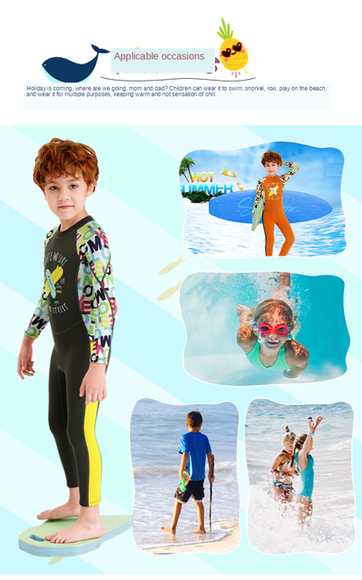 Dziecięcy kombinezon do nurkowania i surfowania, pianka 2.5mm, jednoczęściowy, chłopiec i dziewczęta, rozmiar mały, ciepły and pogrubienie, długi - Wianko - 24