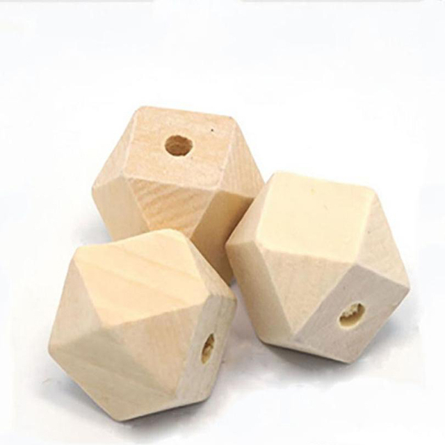100 sztuk/partia organiczne bukowe drewniane koraliki Octagon DIY, 10-30 mm - Wianko - 4