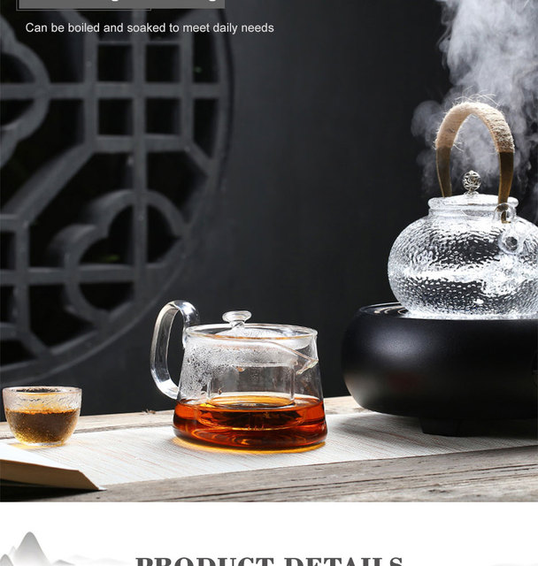 Dzbanek do herbaty japoński Sendian - przezroczysty imbryk ze szkła, odporny na wysokie temperatury z filtrem, idealny do biura i kuchni, nowość 2021 - Wianko - 6