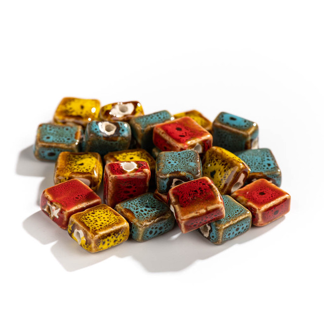 15 sztuk ręcznie robionej biżuterii zawierającej kwadratowe różowe ceramiczne koraliki – luzem, hurtownia naszyjników i bransoletek Joias DIY Pulseira XN316 - Wianko - 8