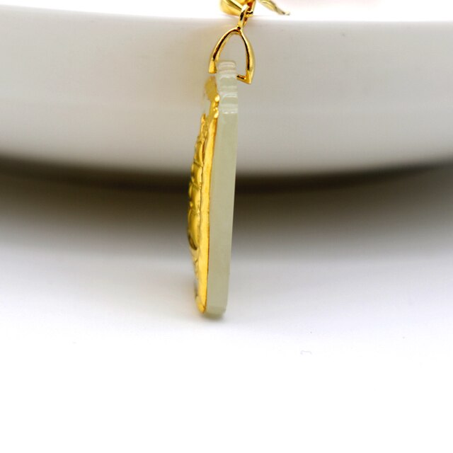 24K złote naszyjniki z żaglówką wisiorki ze starożytnego Hetian Jade - unikalna biżuteria dla mężczyzn i kobiet - Wianko - 4