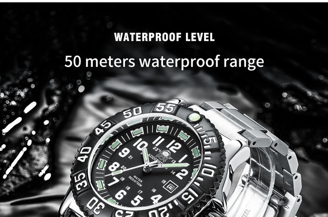 Męski zegarek Addies Dive 316L stal nierdzewna, czarna tarcza, wodoodporność 50m, luminous hand, koperta 51mm - Wianko - 12