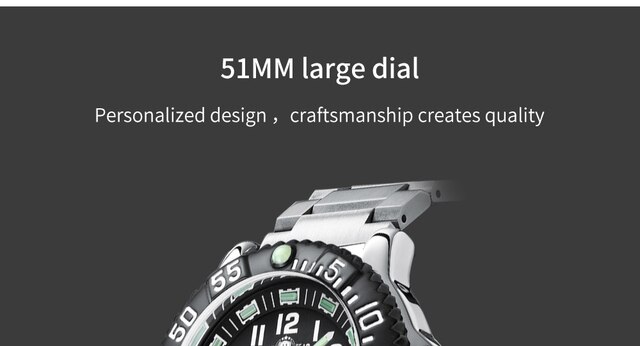 Męski zegarek Addies Dive 316L stal nierdzewna, czarna tarcza, wodoodporność 50m, luminous hand, koperta 51mm - Wianko - 22