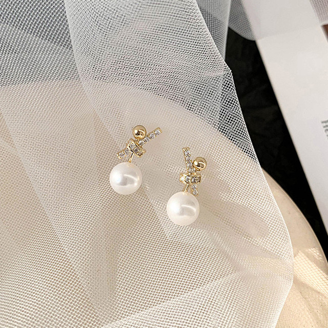 Modne kolczyki wiszące z geometrycznymi perłami i kryształami dla kobiet - Wianko - 6