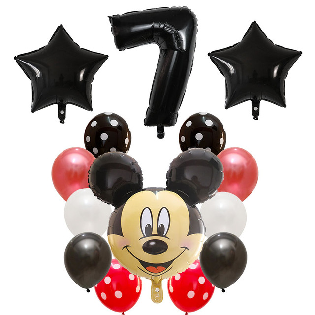 Dekoracyjne balony urodzinowe Myszka Miki, lateksowa folia, Happy Birthday, kształt liczb, Mickey i Minnie, 14 szt - Wianko - 17