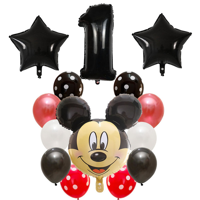 Dekoracyjne balony urodzinowe Myszka Miki, lateksowa folia, Happy Birthday, kształt liczb, Mickey i Minnie, 14 szt - Wianko - 11