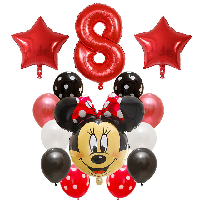 Dekoracyjne balony urodzinowe Myszka Miki, lateksowa folia, Happy Birthday, kształt liczb, Mickey i Minnie, 14 szt - Wianko - 9