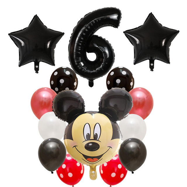 Dekoracyjne balony urodzinowe Myszka Miki, lateksowa folia, Happy Birthday, kształt liczb, Mickey i Minnie, 14 szt - Wianko - 16