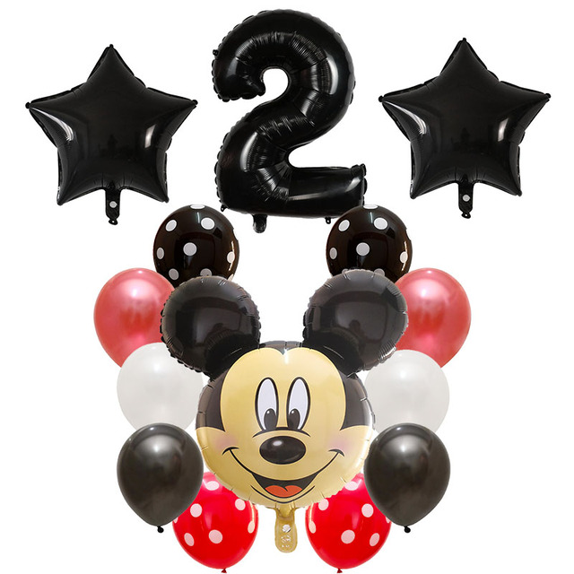 Dekoracyjne balony urodzinowe Myszka Miki, lateksowa folia, Happy Birthday, kształt liczb, Mickey i Minnie, 14 szt - Wianko - 12