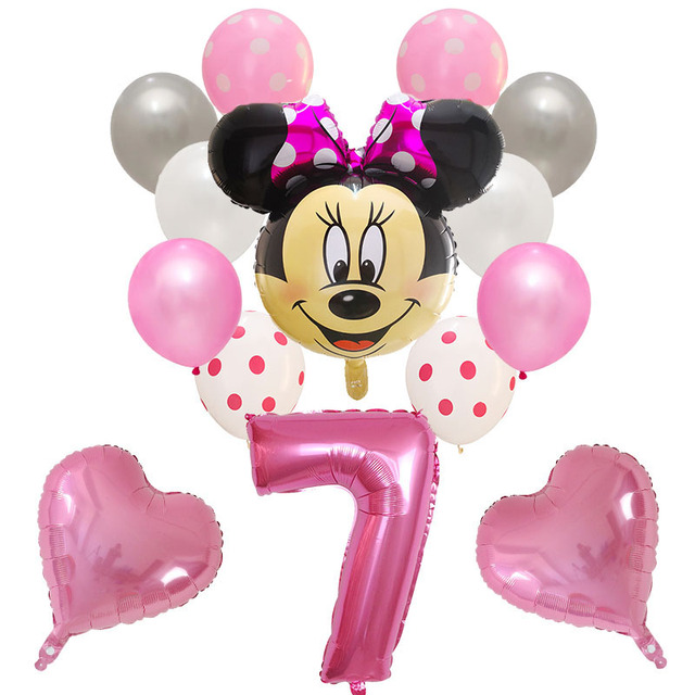Dekoracyjne balony urodzinowe Myszka Miki, lateksowa folia, Happy Birthday, kształt liczb, Mickey i Minnie, 14 szt - Wianko - 24