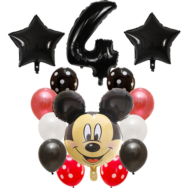 Dekoracyjne balony urodzinowe Myszka Miki, lateksowa folia, Happy Birthday, kształt liczb, Mickey i Minnie, 14 szt - Wianko - 14