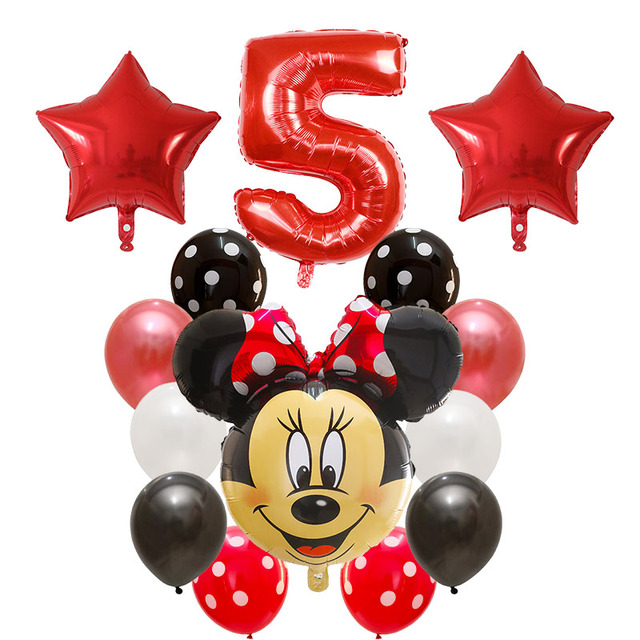 Dekoracyjne balony urodzinowe Myszka Miki, lateksowa folia, Happy Birthday, kształt liczb, Mickey i Minnie, 14 szt - Wianko - 6