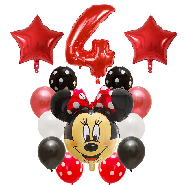 Dekoracyjne balony urodzinowe Myszka Miki, lateksowa folia, Happy Birthday, kształt liczb, Mickey i Minnie, 14 szt - Wianko - 5