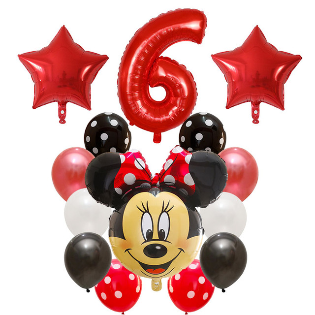 Dekoracyjne balony urodzinowe Myszka Miki, lateksowa folia, Happy Birthday, kształt liczb, Mickey i Minnie, 14 szt - Wianko - 7