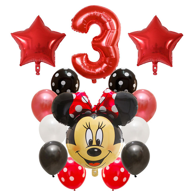 Dekoracyjne balony urodzinowe Myszka Miki, lateksowa folia, Happy Birthday, kształt liczb, Mickey i Minnie, 14 szt - Wianko - 4