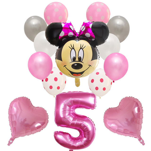 Dekoracyjne balony urodzinowe Myszka Miki, lateksowa folia, Happy Birthday, kształt liczb, Mickey i Minnie, 14 szt - Wianko - 22