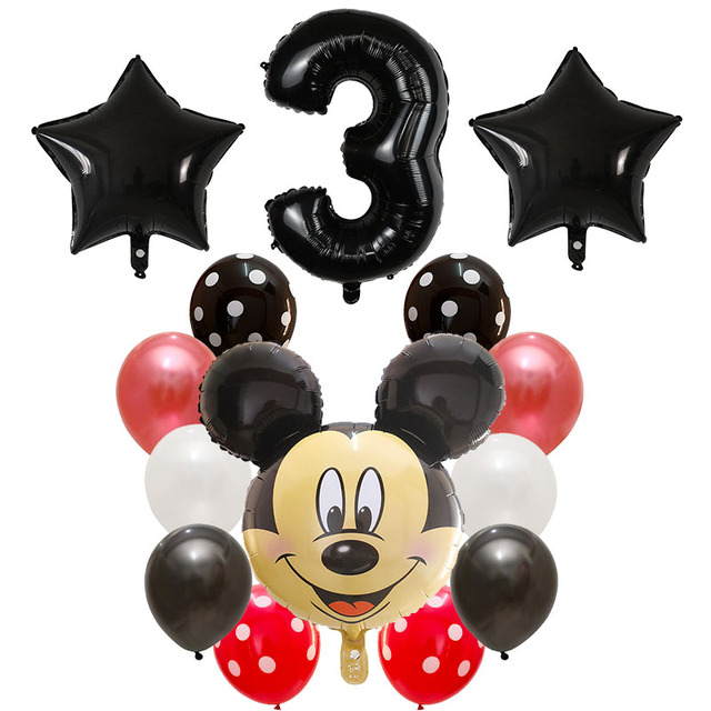 Dekoracyjne balony urodzinowe Myszka Miki, lateksowa folia, Happy Birthday, kształt liczb, Mickey i Minnie, 14 szt - Wianko - 13