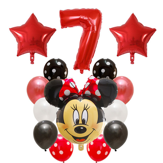 Dekoracyjne balony urodzinowe Myszka Miki, lateksowa folia, Happy Birthday, kształt liczb, Mickey i Minnie, 14 szt - Wianko - 8