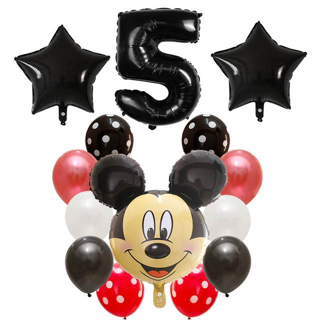 Dekoracyjne balony urodzinowe Myszka Miki, lateksowa folia, Happy Birthday, kształt liczb, Mickey i Minnie, 14 szt - Wianko - 15