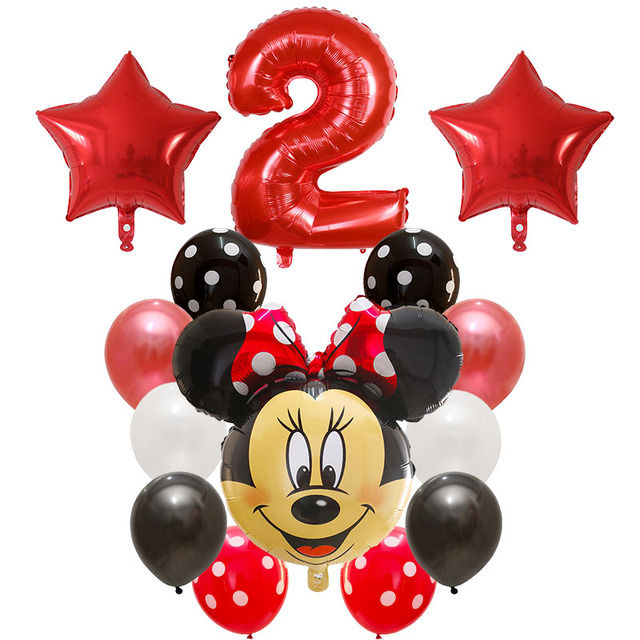 Dekoracyjne balony urodzinowe Myszka Miki, lateksowa folia, Happy Birthday, kształt liczb, Mickey i Minnie, 14 szt - Wianko - 3