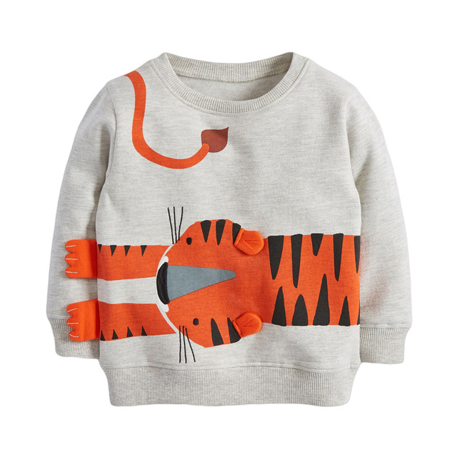 Bluza z kapturem dla dziewczynki 2-7 lat Little Maven jesień/bawełna/aplikacja ze szarym tygrysem - Wianko - 4