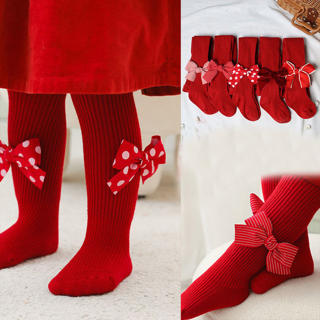 Rajstopy dziewczęce z czerwonym łukiem - modny dodatek na urodziny dla małej księżniczki - Wianko - 10