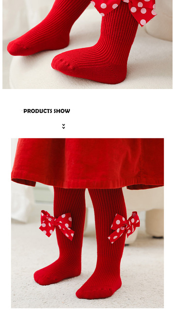 Rajstopy dziewczęce z czerwonym łukiem - modny dodatek na urodziny dla małej księżniczki - Wianko - 7