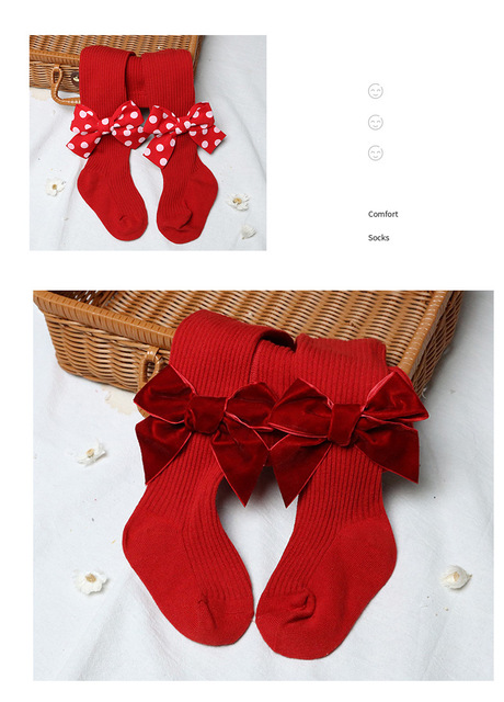 Rajstopy dziewczęce z czerwonym łukiem - modny dodatek na urodziny dla małej księżniczki - Wianko - 8