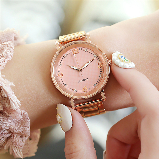 Kobiety zegarek kwarcowy różowe złoto ze stali nierdzewnej z luminowanymi wskazówkami - Relogio Feminino - Wianko - 5