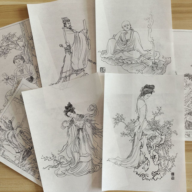 Papier do malowania rękopisowy chiński - linia, kwiat, ptak, zwierzęta - Wianko - 2
