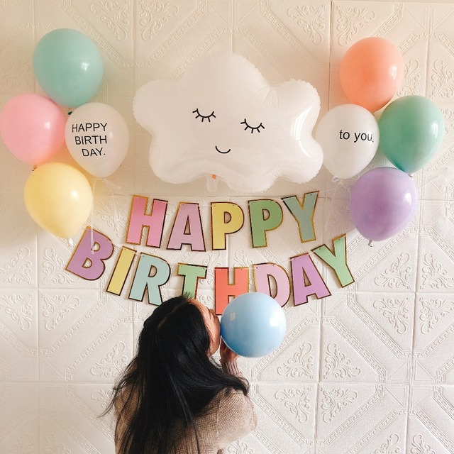 Baner urodzinowy Big Foil Smile Cloud dekoracje dla 1. i 2. roczku z flagami w kształcie babeczek na przyjęcie dla dziewczynki - Wianko - 1