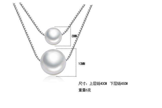 Naszyjnik z dwiema perłami i kryształem z srebra 925 dla kobiet - Wianko - 1