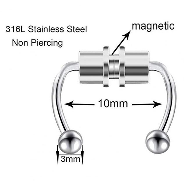 Pierścień do nosa - Fałszywy kolczyk w nosie ze stali nierdzewnej z magnesem - Rock nosowy punkowy piercing - Hip Hop klips do ucha żyd - Wianko - 7