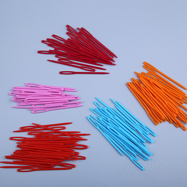 100 sztuk plastikowych szydełek KAOBUY, mieszane kolory, 7 cm, dzieci DIY, narzędzia do robienia swetrów i tkactwa - Wianko - 2