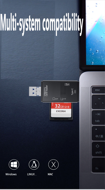 OTG type-c czytnik kart 6 w 1 Micro USB 2.0 do Micro SD TF Adapter dla Macbook, Laptopa, PC, Huawei i Android - Wianko - 2