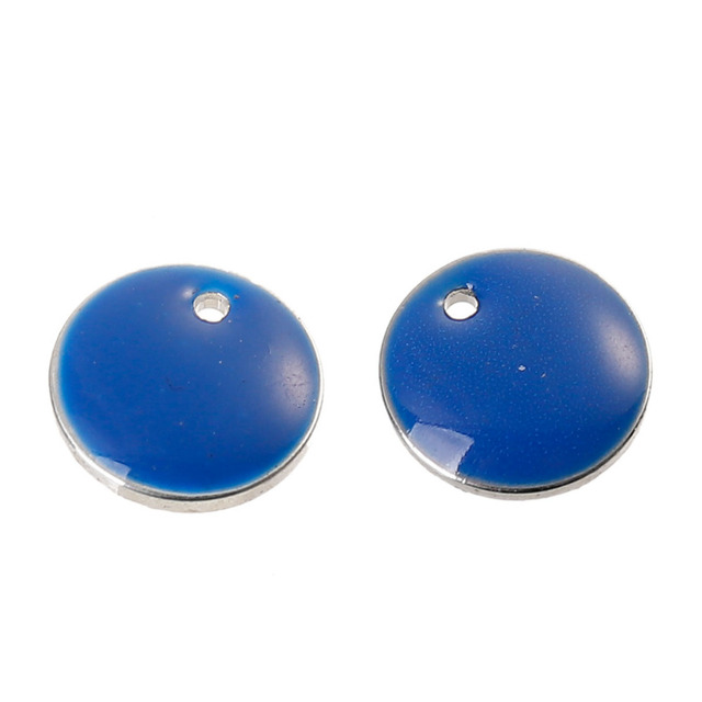 DoreenBeads Wisiorek okrągły Charms Royal Blue emalia 10mm Dia, 5 szt - Wianko - 3