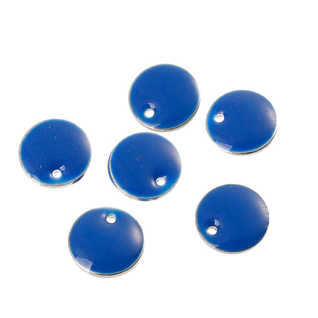 DoreenBeads Wisiorek okrągły Charms Royal Blue emalia 10mm Dia, 5 szt - Wianko - 1