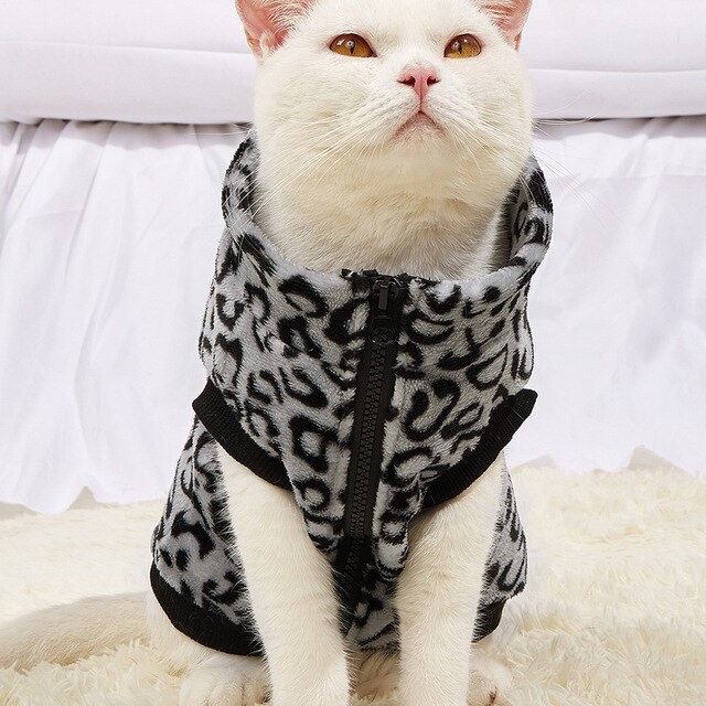 Ciepły płaszcz w prążki dla kotów - odzież jesienno-zimowa - Wianko - 10