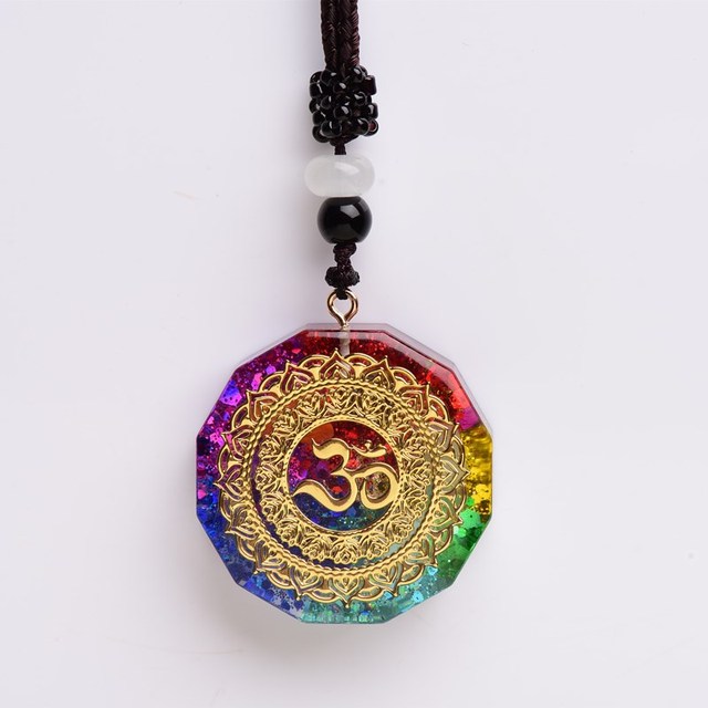 Naszyjnik z wisiorkiem Orgonit do uzdrawiania energetycznego Chakr i medytacji - miedź, symbol Om, biżuteria Handmade - Wianko - 6
