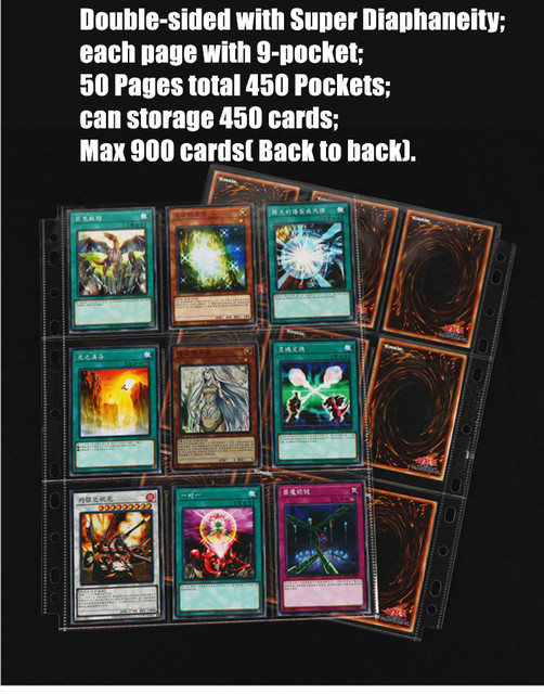 Yugioh - 50 dużych kieszonkowych 9-stron do przechowywania kart + strona zdobiąca gwiazdy sportu Yu-gi-oh, figurki akcji - Wianko - 5