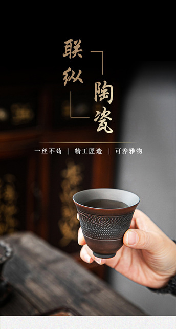 Ręcznie robiona filiżanka ceramiczna z nóżkiem Zisha Nixing - Wianko - 1