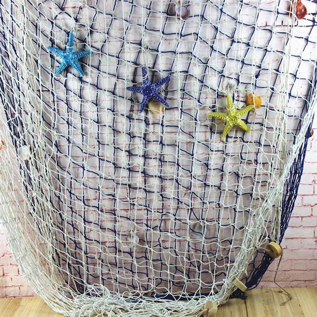 Morskie ozdobne sieci rybackie wiszące na ścianie w stylu śródziemnomorskim – doskonała dekoracja sieci rybackiej dla miłośników marynistyki - Wianko - 2