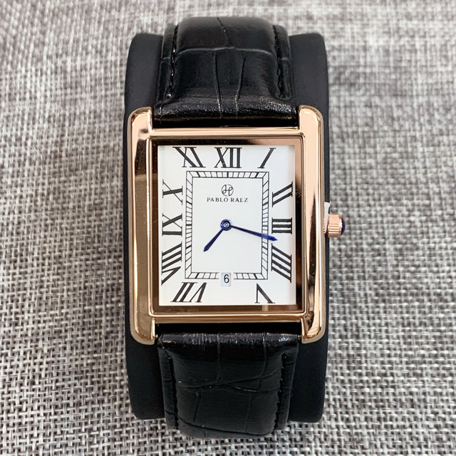 Zegarek PABLO RAEZ luksusowy, skórzany, kwadratowy, para, zegar unisex - prezent dla zakochanych - Wianko - 6