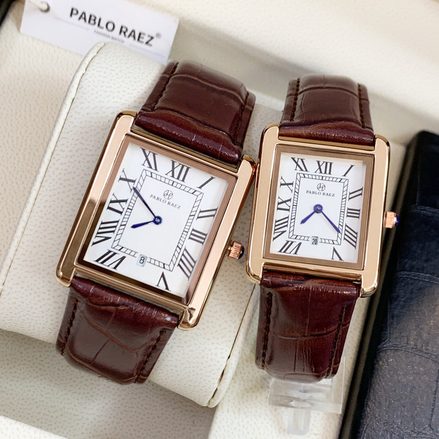 Zegarek PABLO RAEZ luksusowy, skórzany, kwadratowy, para, zegar unisex - prezent dla zakochanych - Wianko - 4