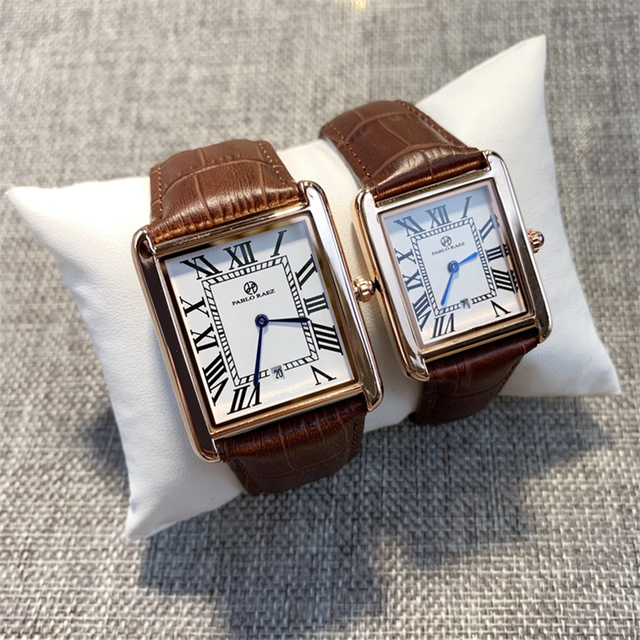 Zegarek PABLO RAEZ luksusowy, skórzany, kwadratowy, para, zegar unisex - prezent dla zakochanych - Wianko - 26