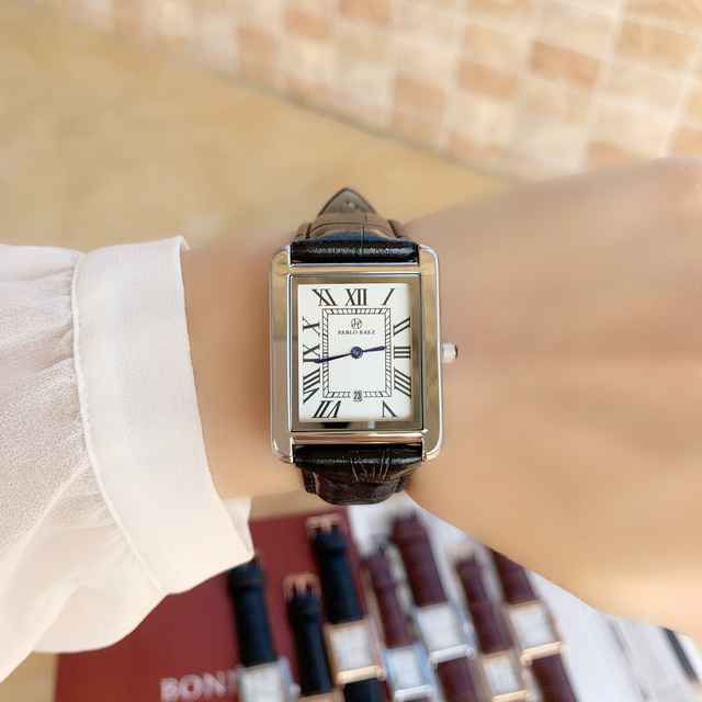Zegarek PABLO RAEZ luksusowy, skórzany, kwadratowy, para, zegar unisex - prezent dla zakochanych - Wianko - 10