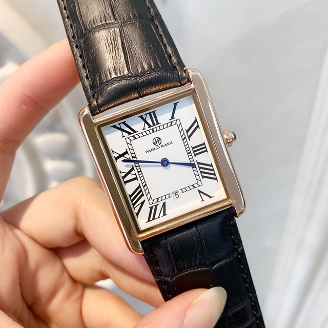 Zegarek PABLO RAEZ luksusowy, skórzany, kwadratowy, para, zegar unisex - prezent dla zakochanych - Wianko - 34