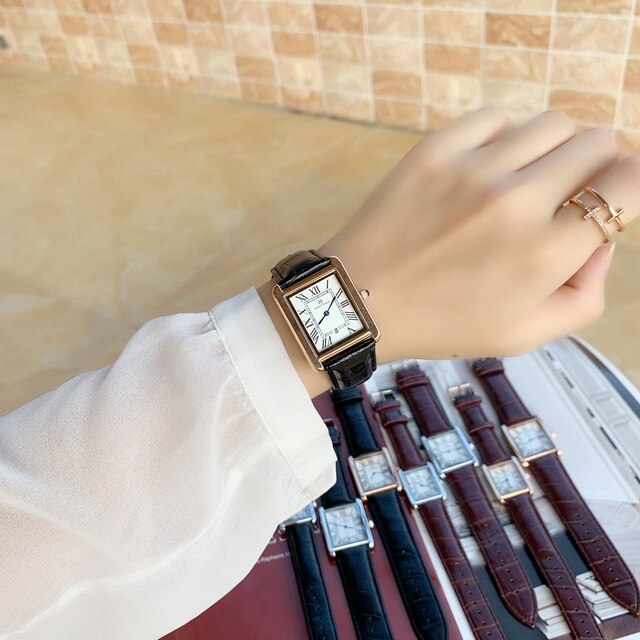 Zegarek PABLO RAEZ luksusowy, skórzany, kwadratowy, para, zegar unisex - prezent dla zakochanych - Wianko - 14